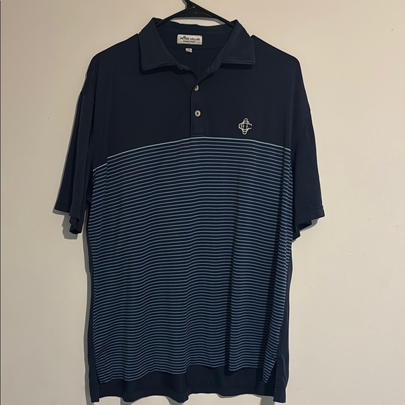 Peter Millar Navy Striped Men's Polo Shirt - Picture 1 of 3